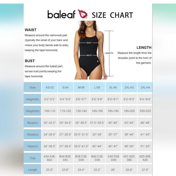 Baleaf UPF 50+ Razorback One Piece Swim Suit - Picture 13 of 13